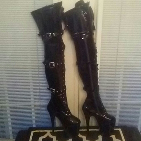 pleaser flamingo thigh high boots